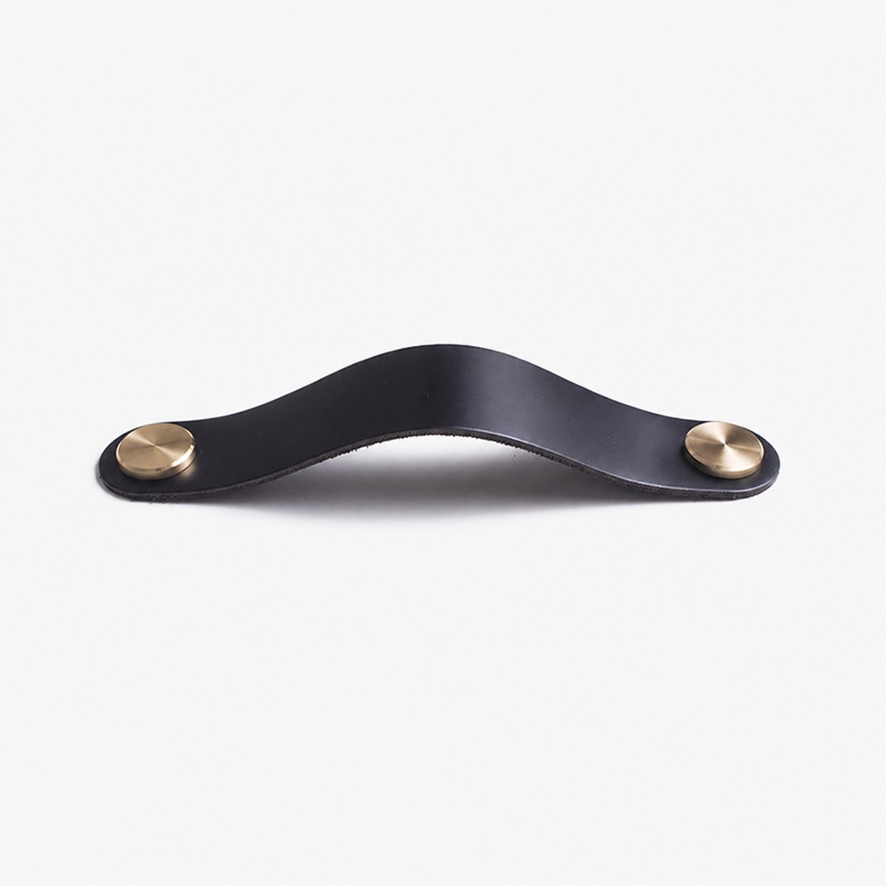 Black Double Hole Double Hole 13.2 cm cowhide leather and brass cabinet pull handle