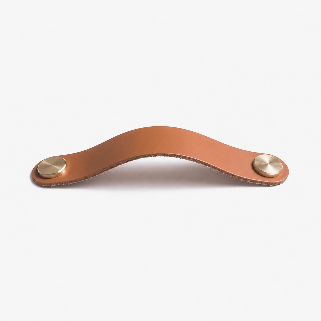 Caramel Double Hole Double Hole 13.2 cm cowhide leather and brass cabinet pull handle
