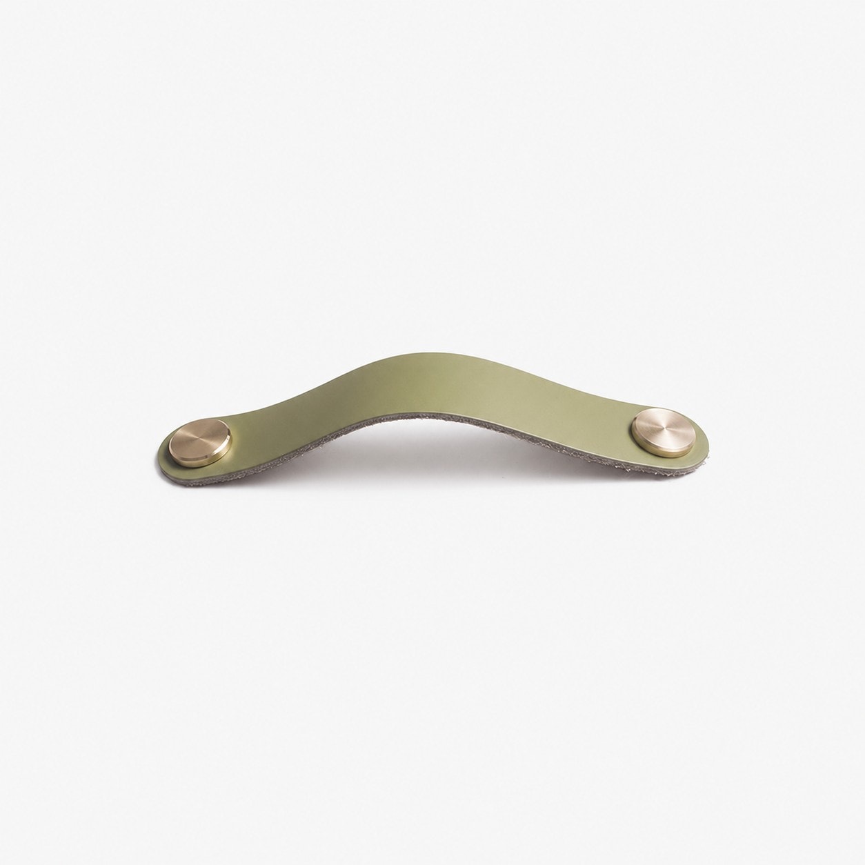 Olive Green Double Hole Double Hole 19.6 cm cowhide leather and brass cabinet pull handle