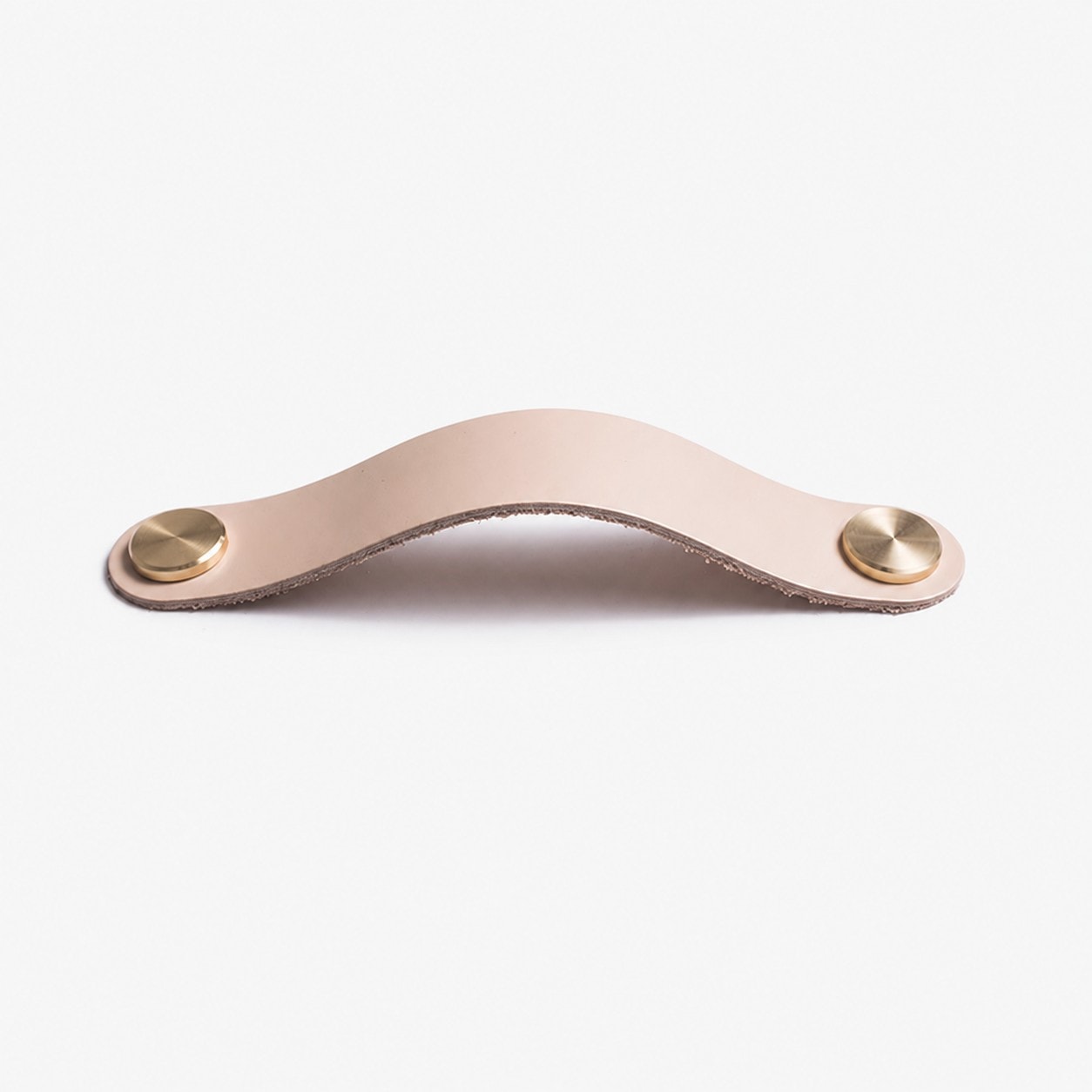 Blush Beige Double Hole Double Hole 16.4 cm cowhide leather and brass cabinet pull handle