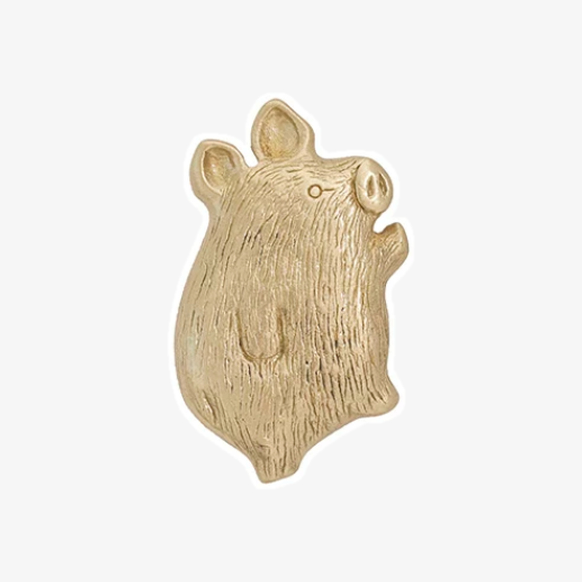 Knopp i mässing med djurmotiv, Pig Size A