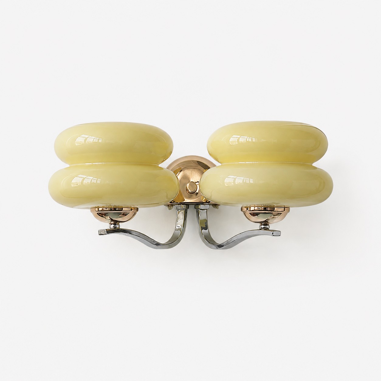 Beige / 2-flammige Wandleuchte aus Milchglas