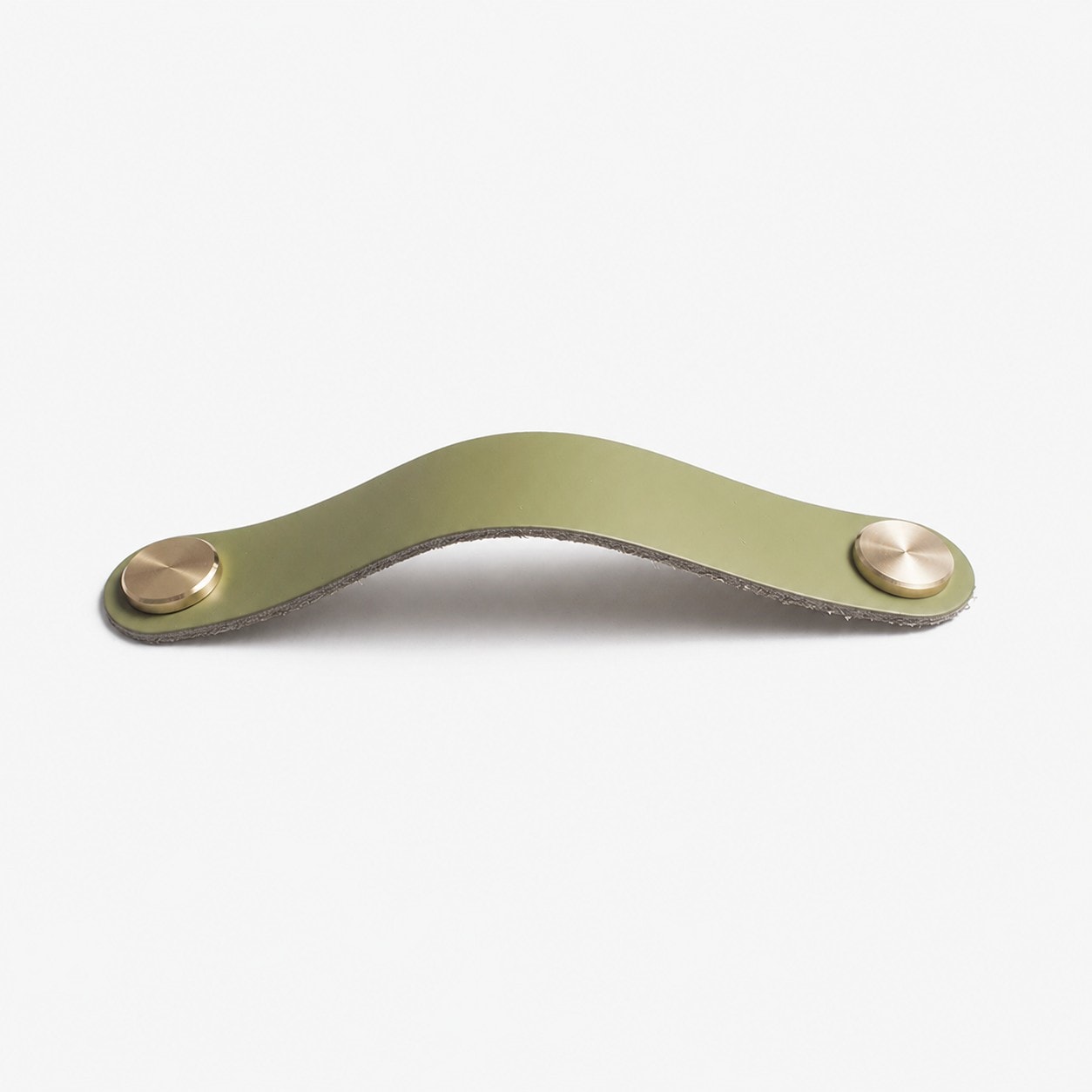 Olive Green Double Hole Double Hole 16.4 cm cowhide leather and brass cabinet pull handle