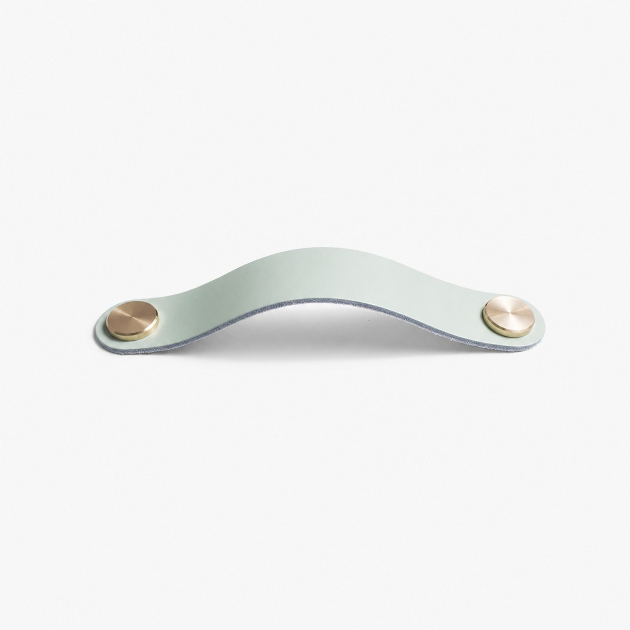 Mint Green Double Hole Double Hole 16.4 cm cowhide leather and brass cabinet pull handle