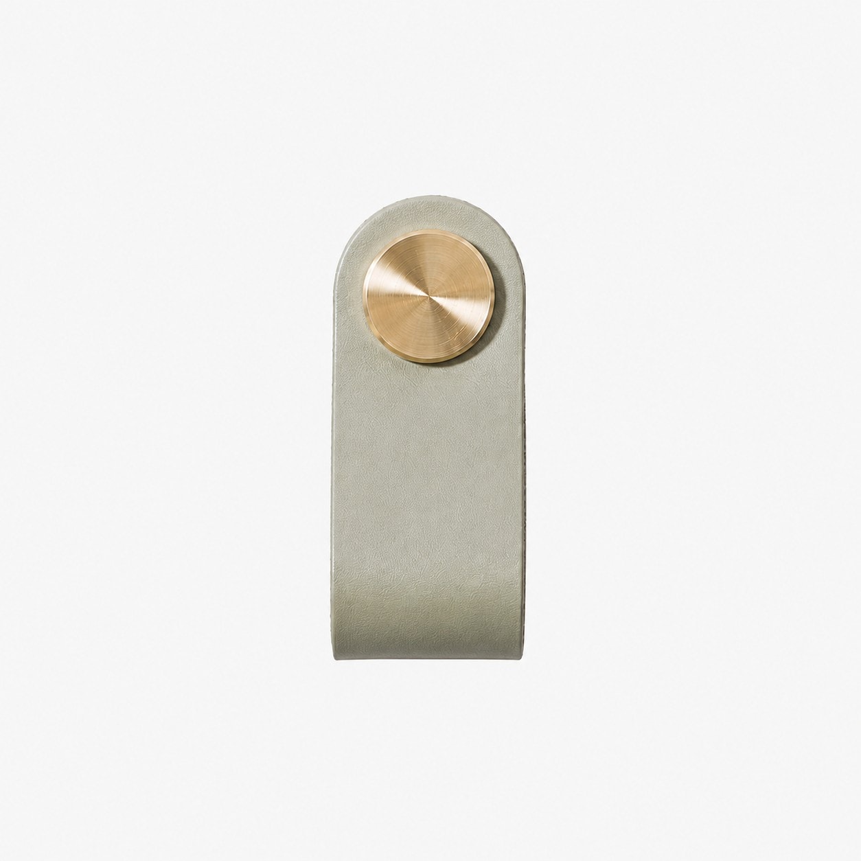 Sage Green Single Hole cowhide leather and brass cabinet pull handle