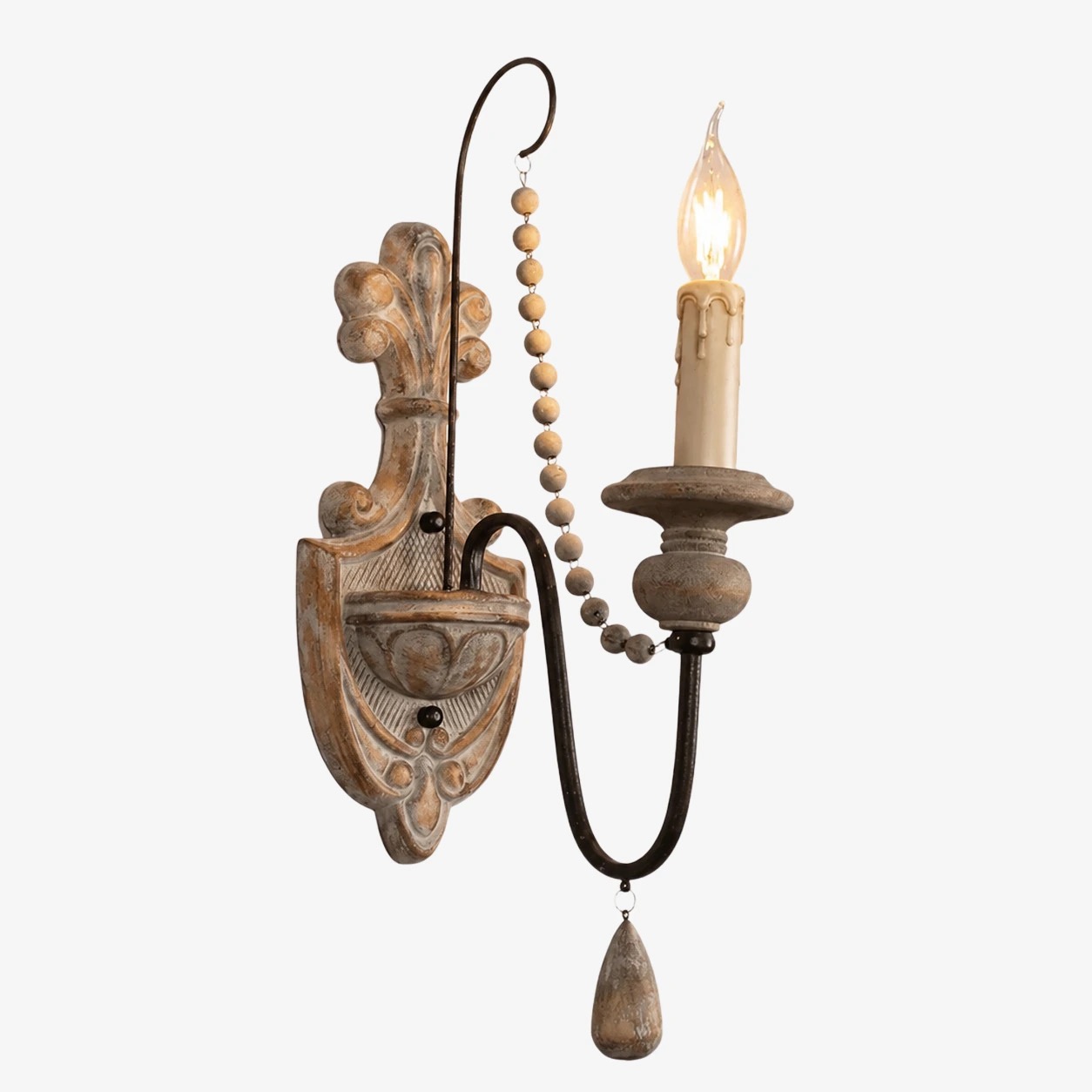 Vägglampa i Old Wood Color med en ljuskälla