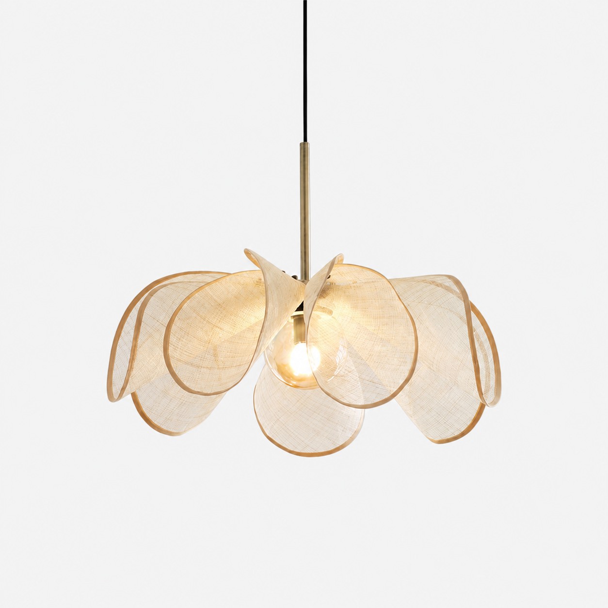 Hanglamp met bloemblaadjes in natuurlijke crèmekleur, 50 cm / 19,7 inch
