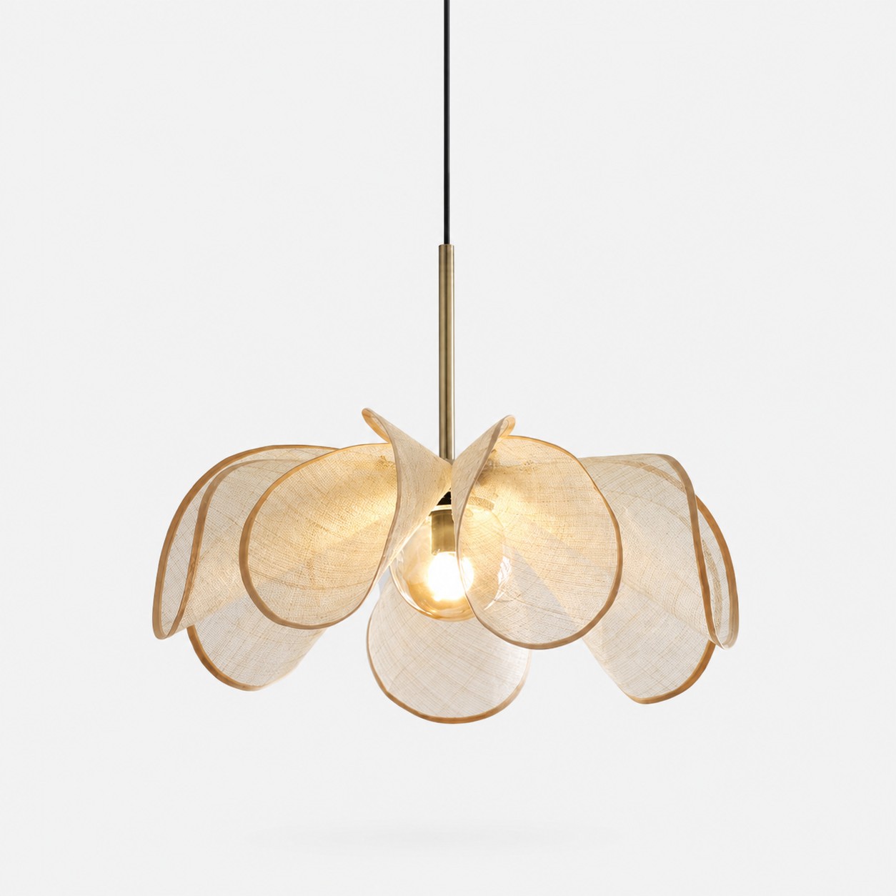 Hanglamp met bloemblaadjes in natuurlijke crèmekleur, 60 cm / 23,6 inch