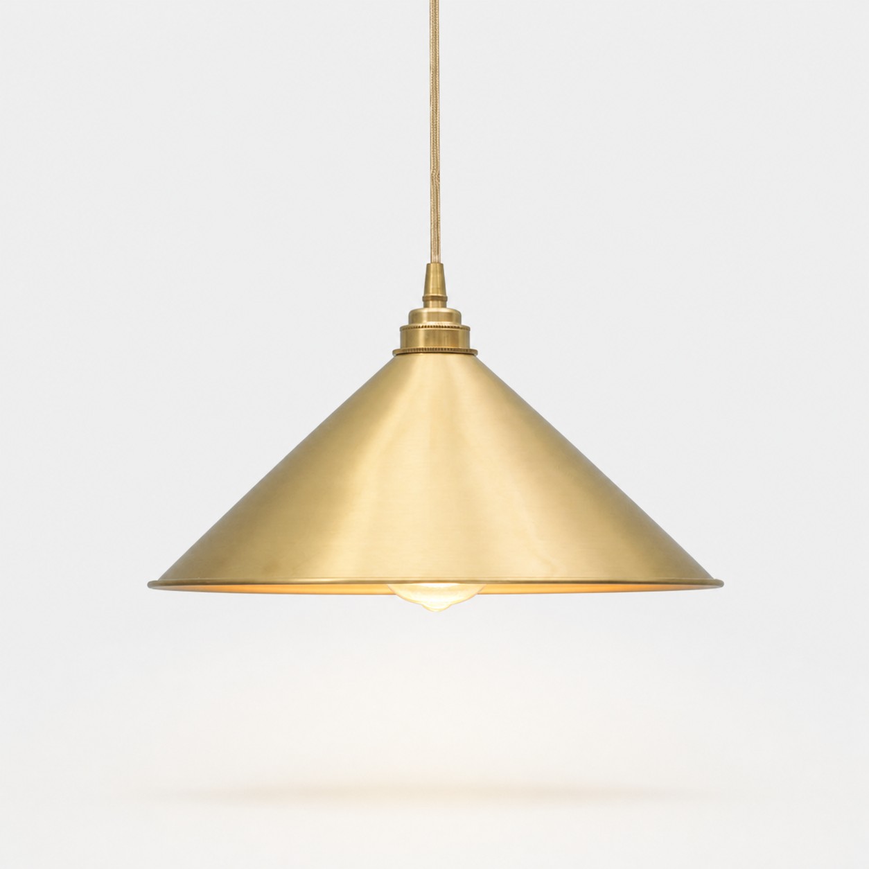 Wide Cone brass pendant light
