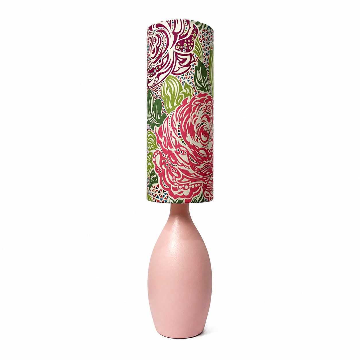 Gem rose Liberty bordslampa i tyg och keramik
