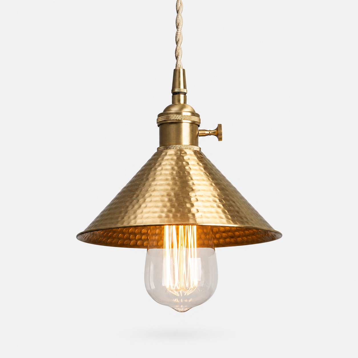 Hammered Bell brass pendant light