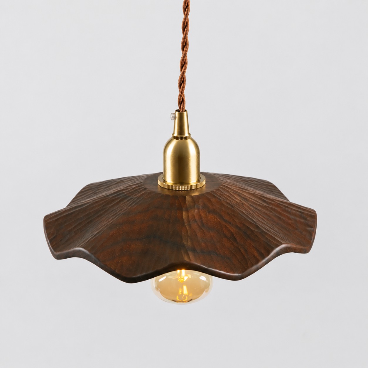 Black Walnut wood lotus pendant light
