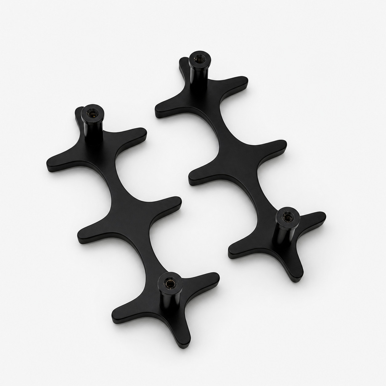 Rear mounting post detail of black metal cabinet pull