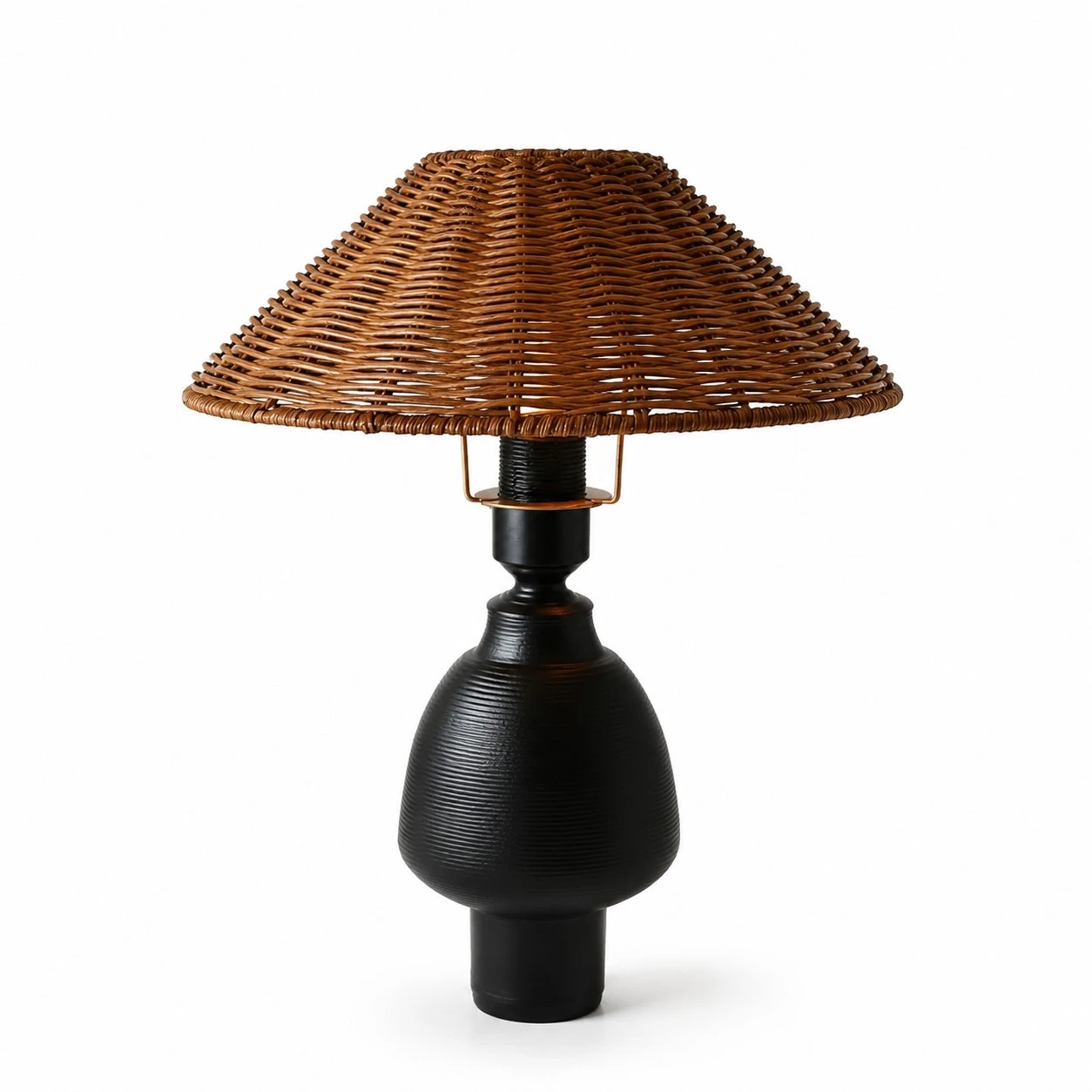 Wabi-Sabi Woven Shade Ceramic Table Lamp