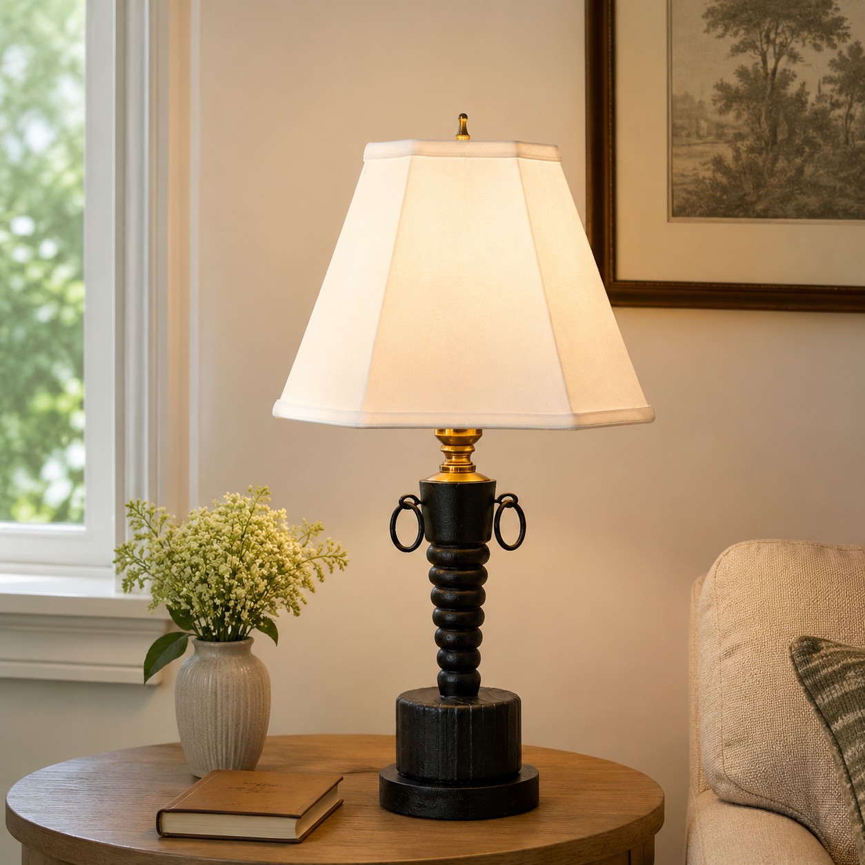 White shade table lamp room proportion reference