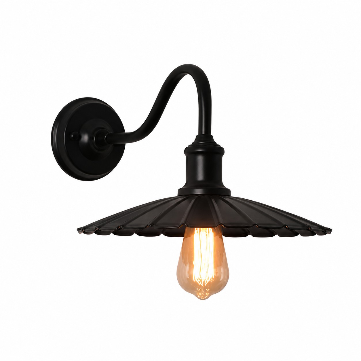 Produktvy av svart vintage vägglampa för utomhusbruk