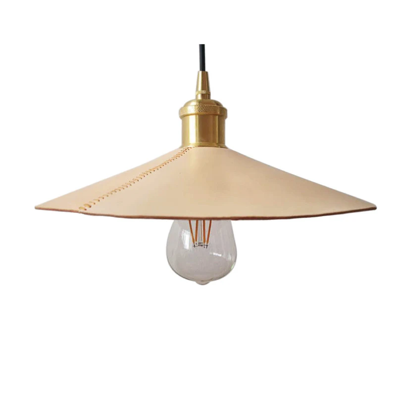 Wide leather-look cone pendant shade option