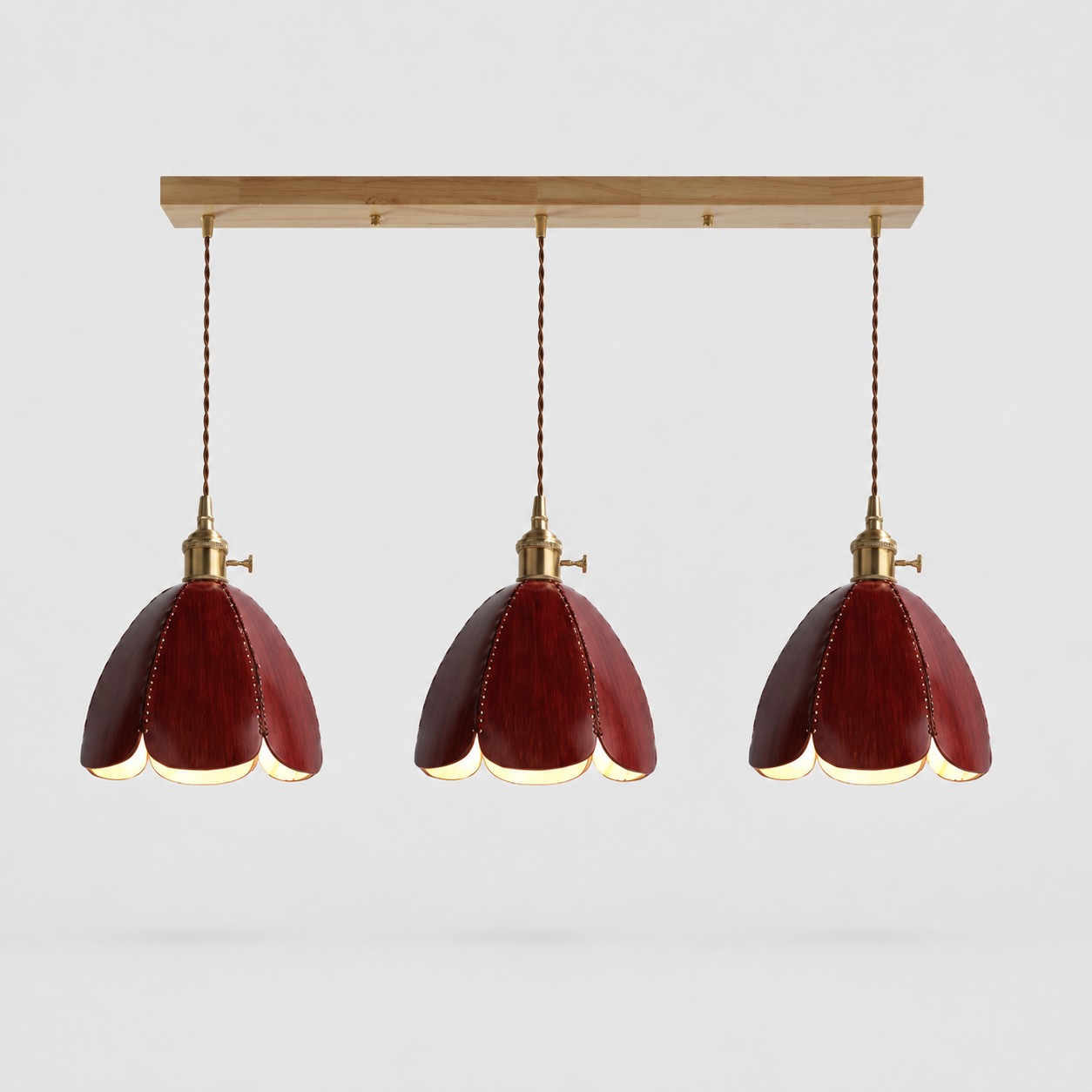 3-lichts lineaire hanglamp / bruin
