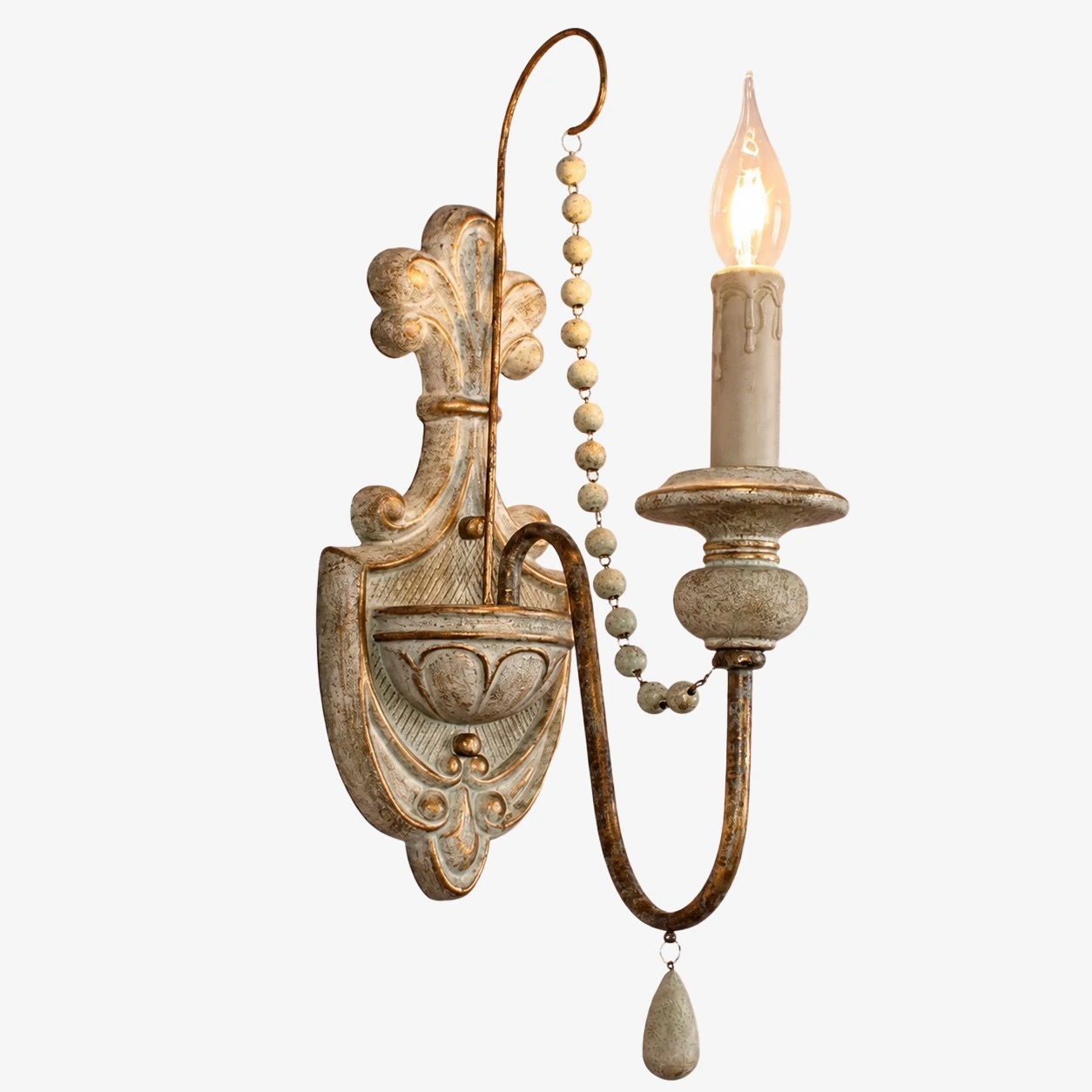 Grågrön guld vägglampa med en ljuskälla