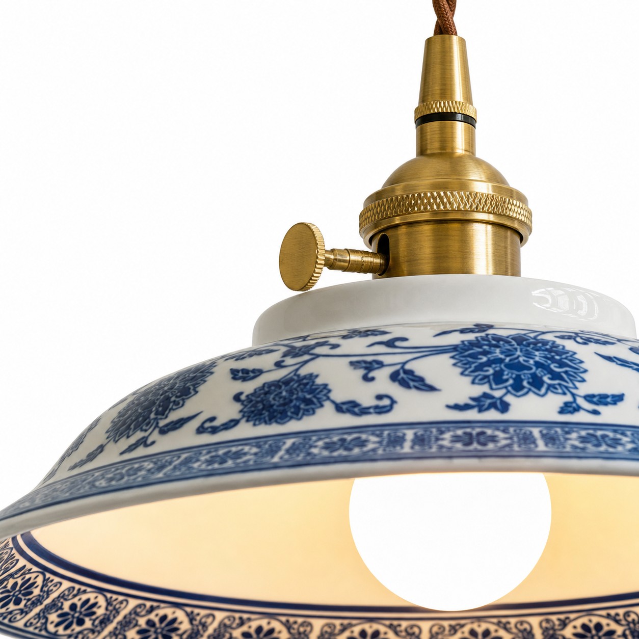 Close-up of the blue patterned ceramic surface