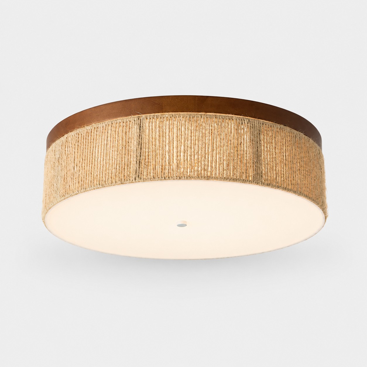 Wabi-sabi LED-taklampa i massivt trä och flätat rep, infälld
