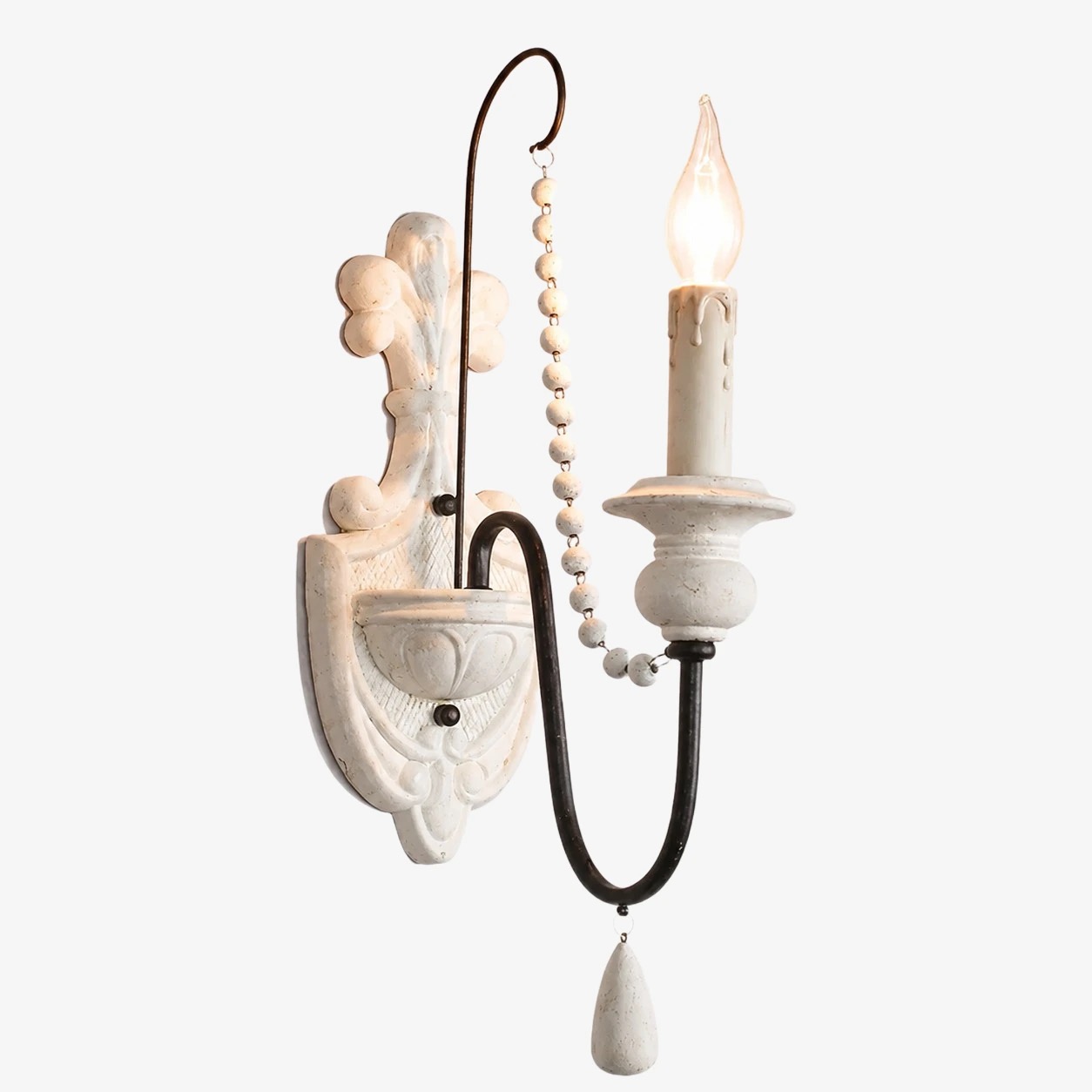 Retro vit vägglampa med en ljuskälla
