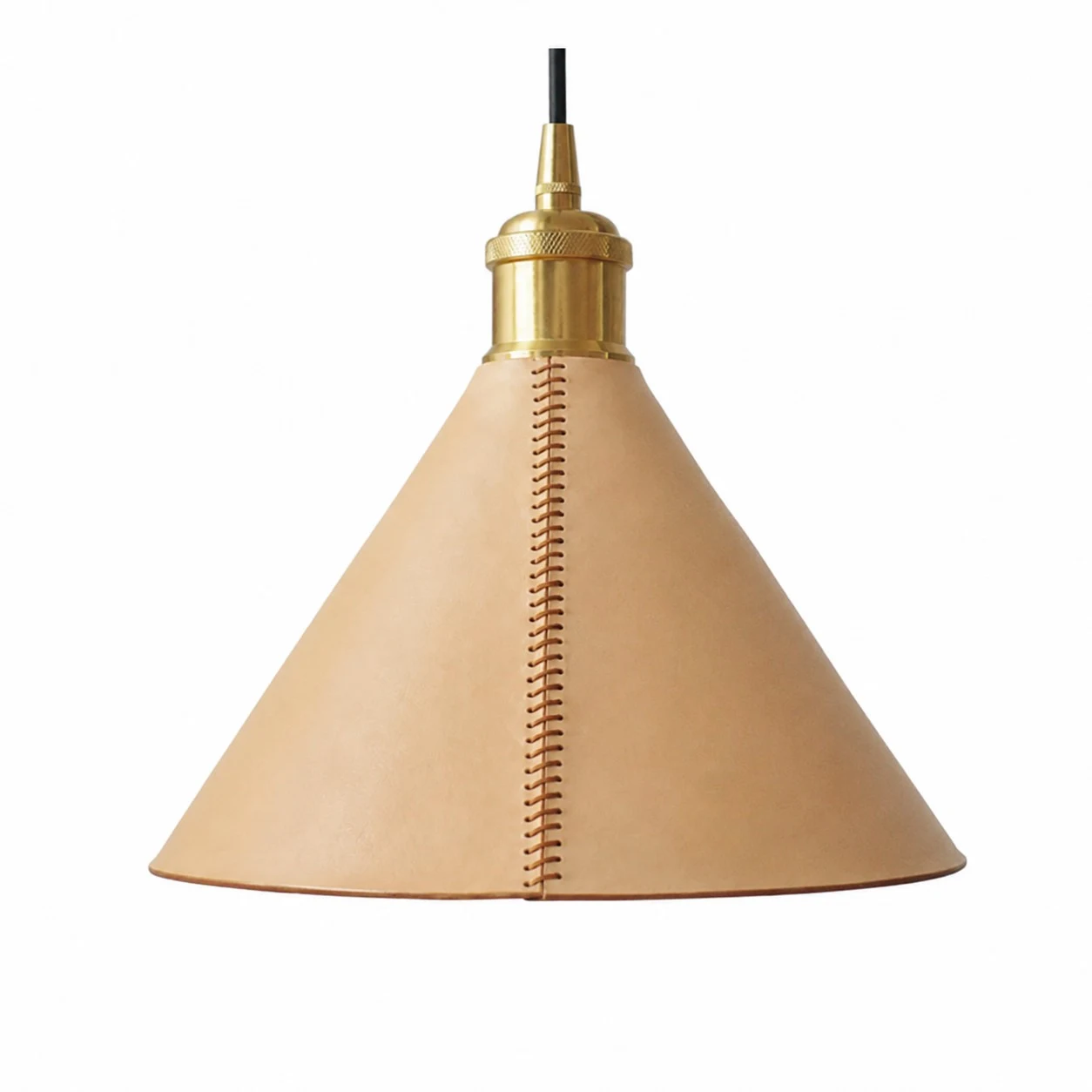 Tapered leather-look cone pendant shade option
