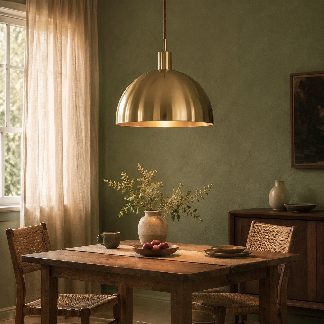 Soft Vintage Brass for Dining Corners, Kitchen Islands, Cafes, and Reading Spaces.