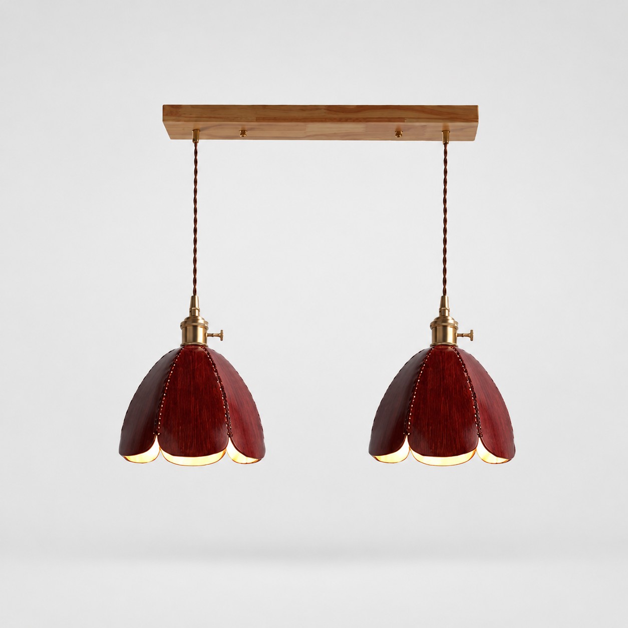2-lichts lineaire hanglamp / bruin