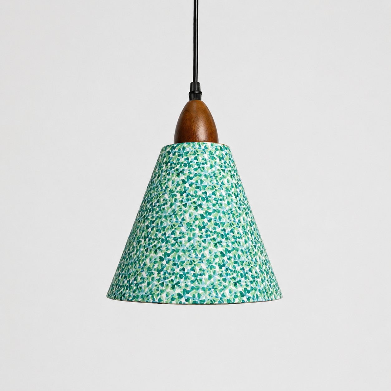 Small clover floral Liberty fabric cone pendant light