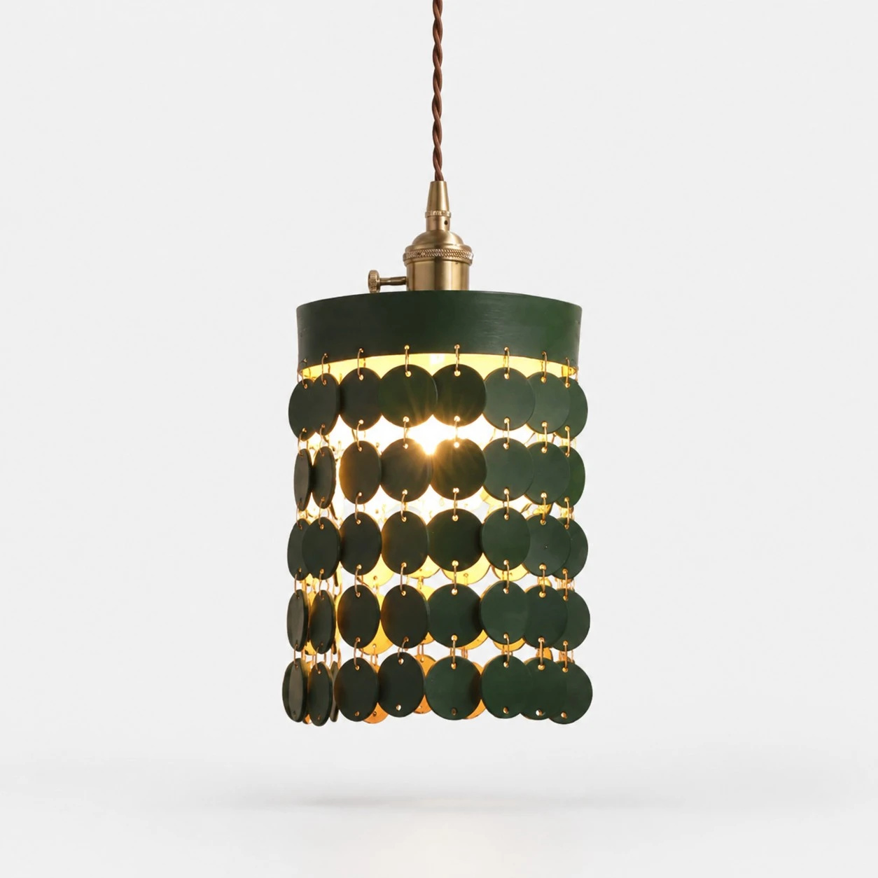Green leather pendant light
