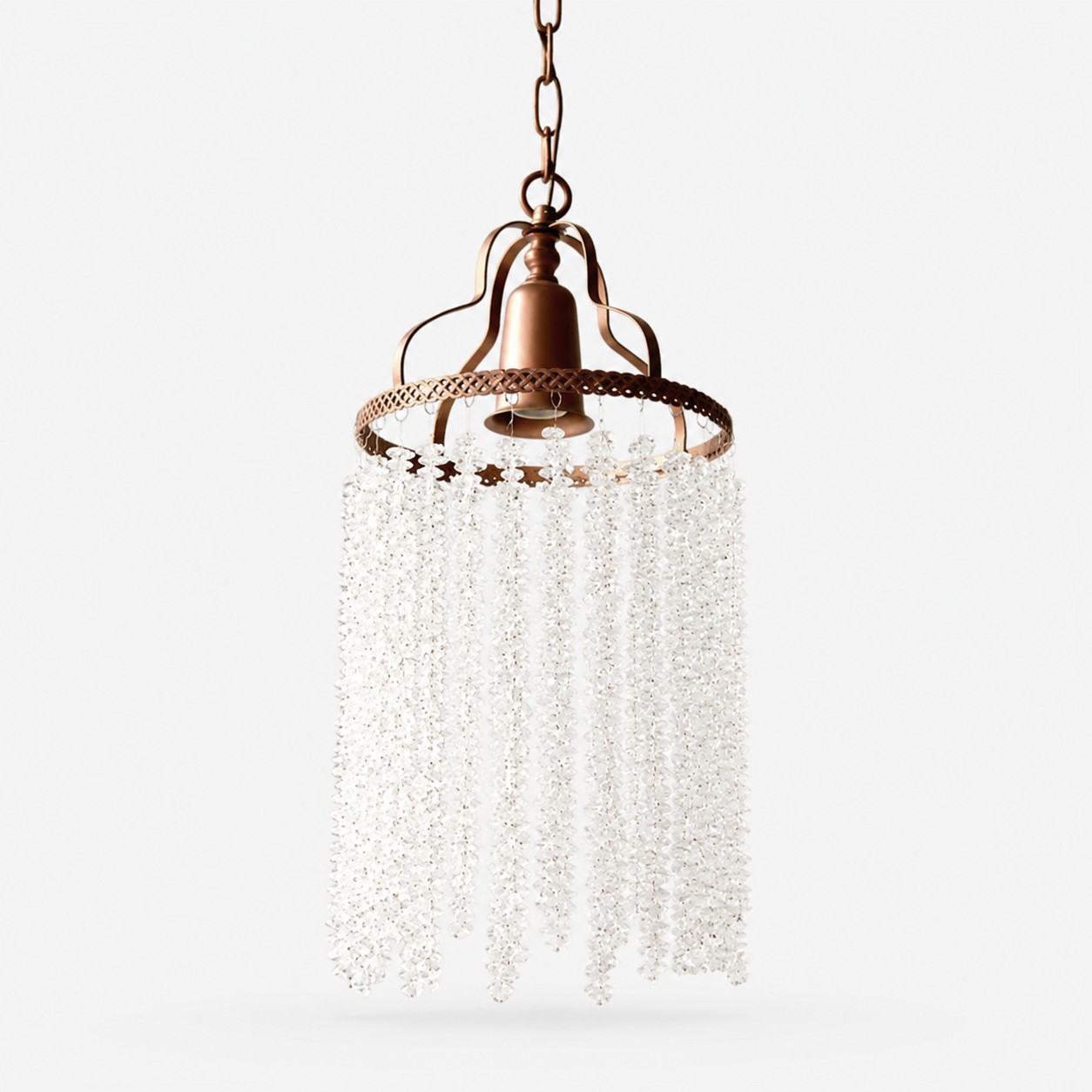 Grande lampadario vintage a sospensione con frange di cristallo
