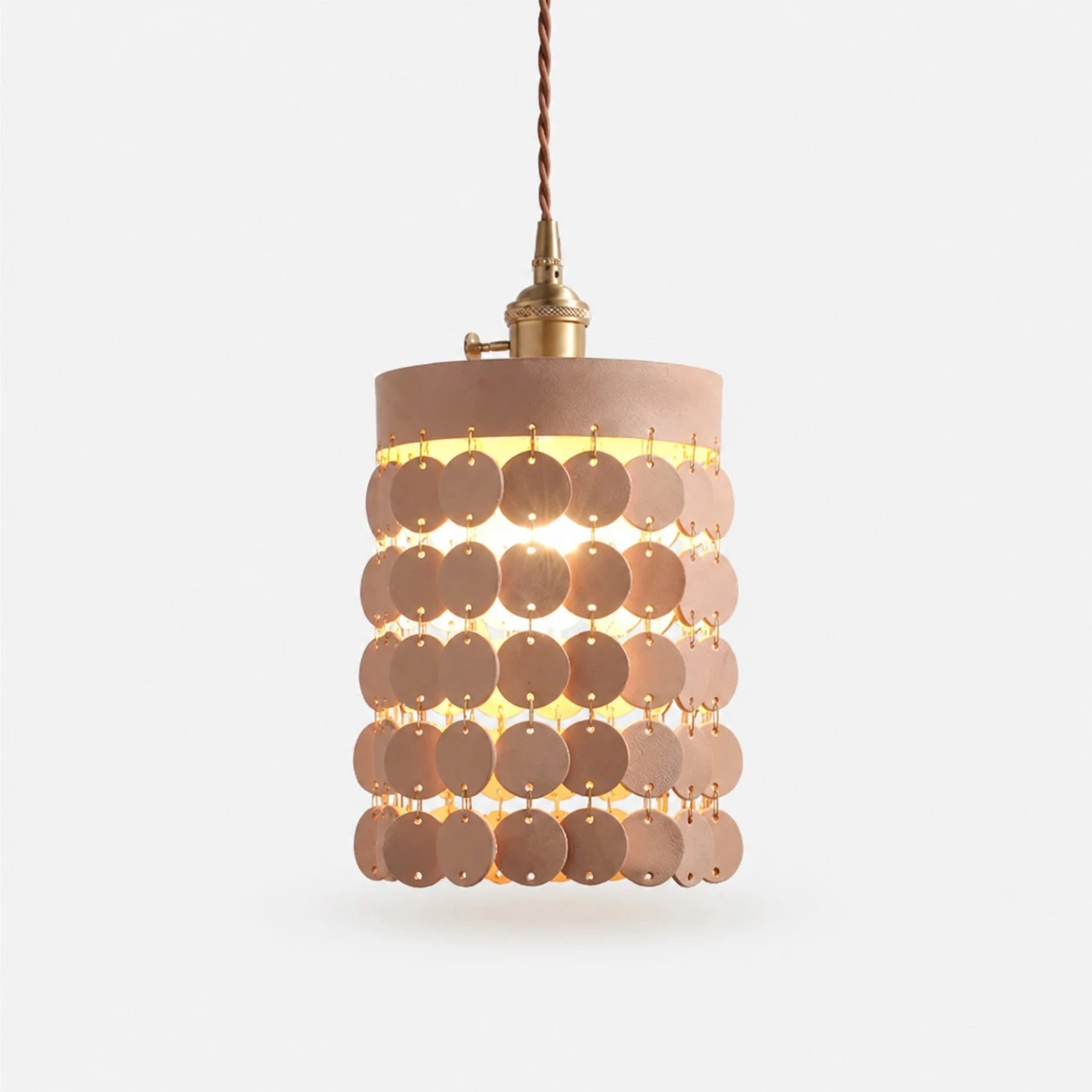 Natural leather pendant light