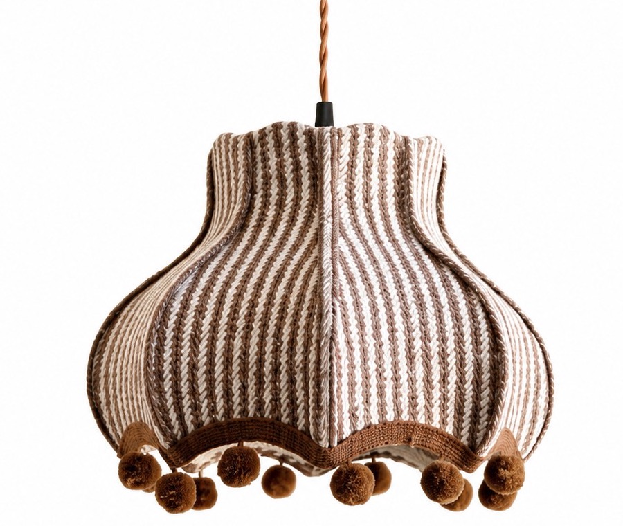 French vintage striped fabric pendant lamp product view