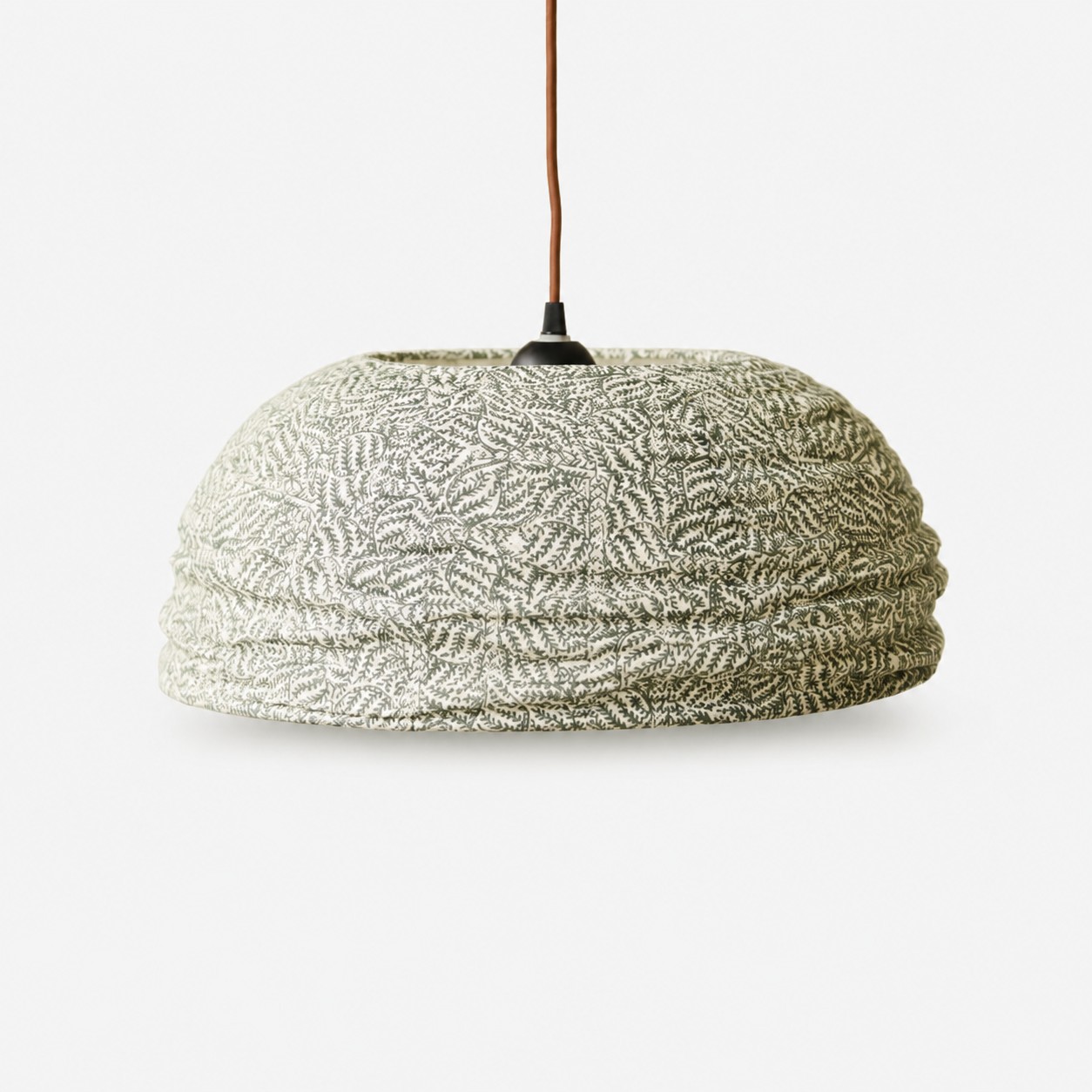 Green botanical fabric pendant lamp