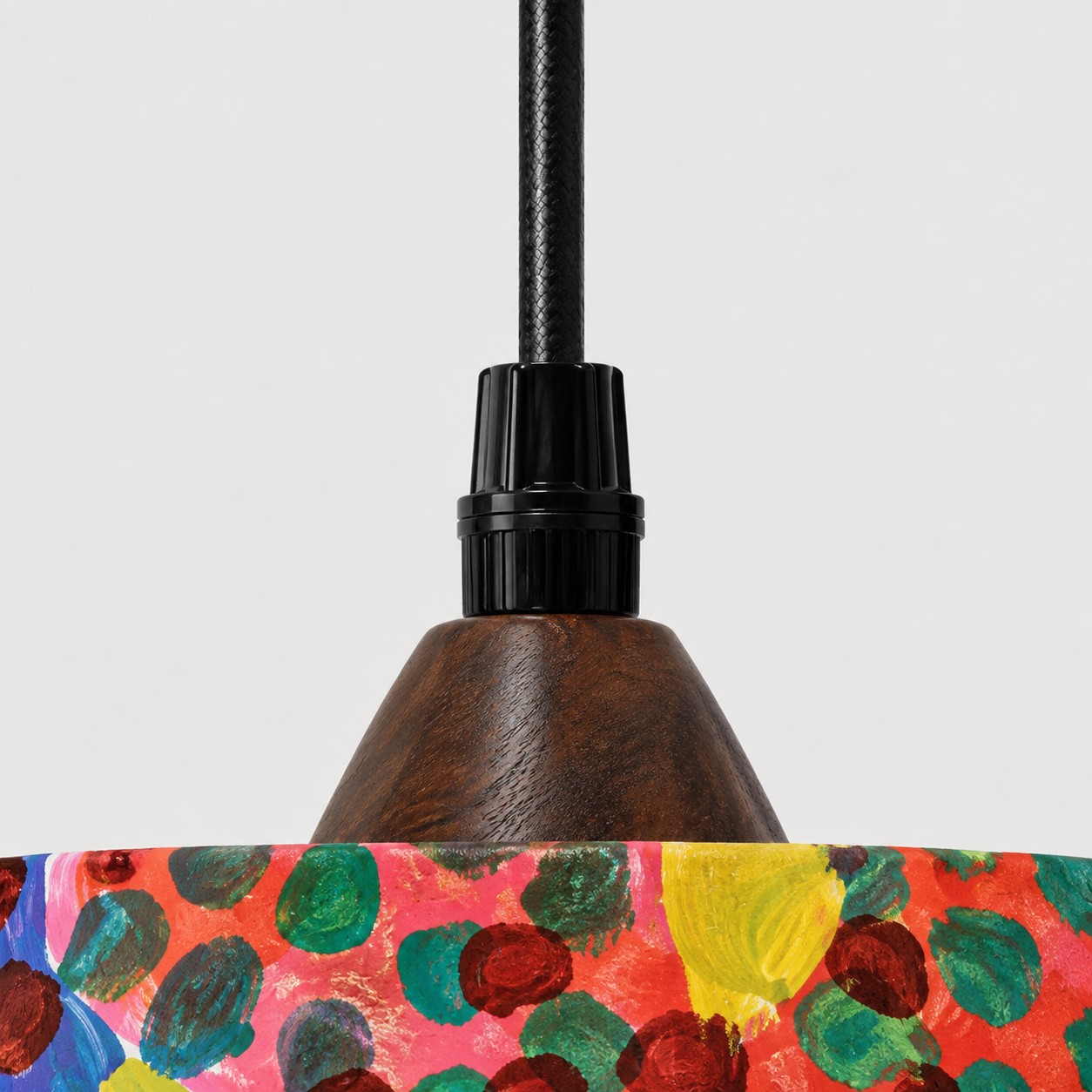 Printed floral fabric shade close-up