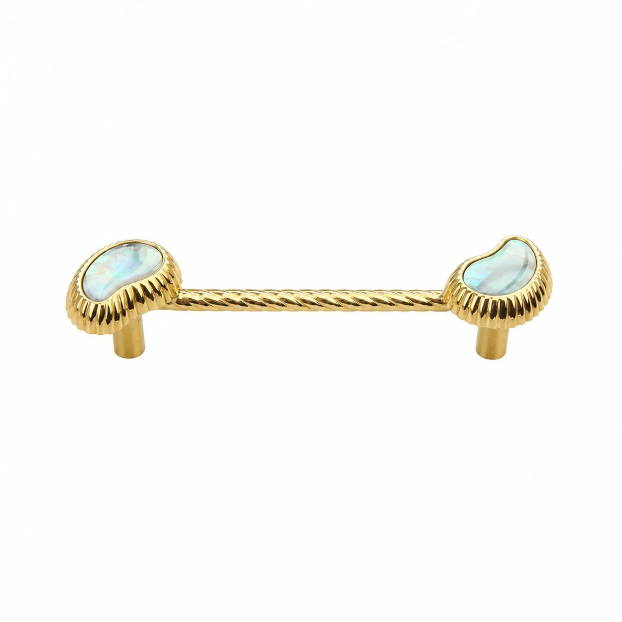 Grey-Blue Shell brass cabinet pull in 128 mm size