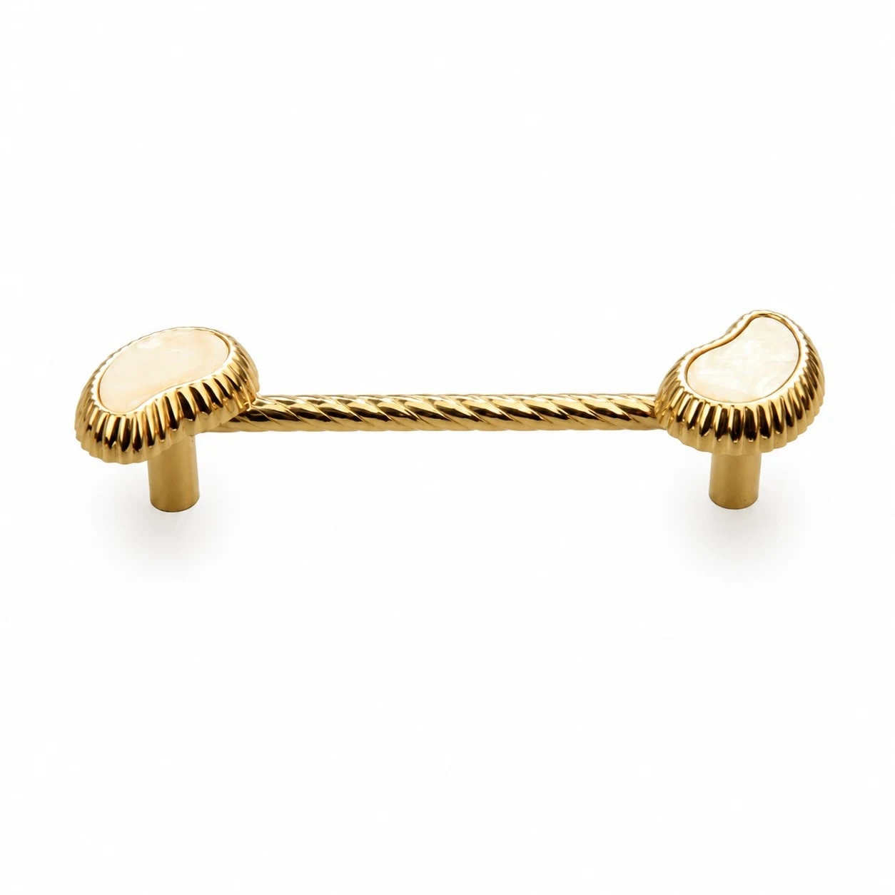 White Shell brass cabinet pull in 128 mm size