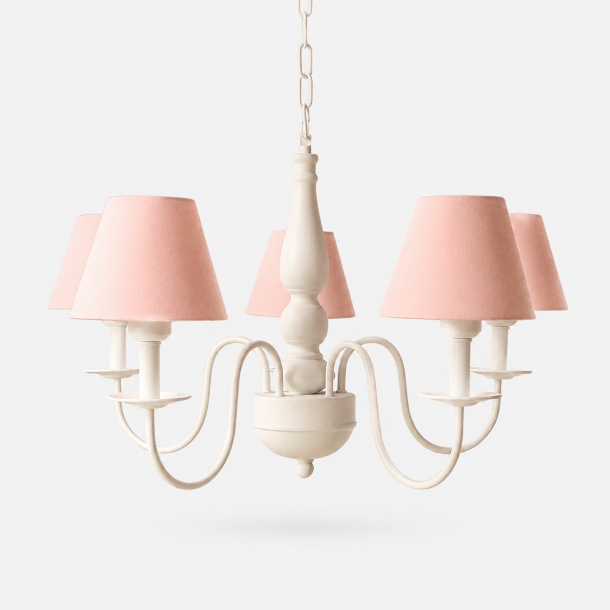 Coral Pink fabric shade chandelier