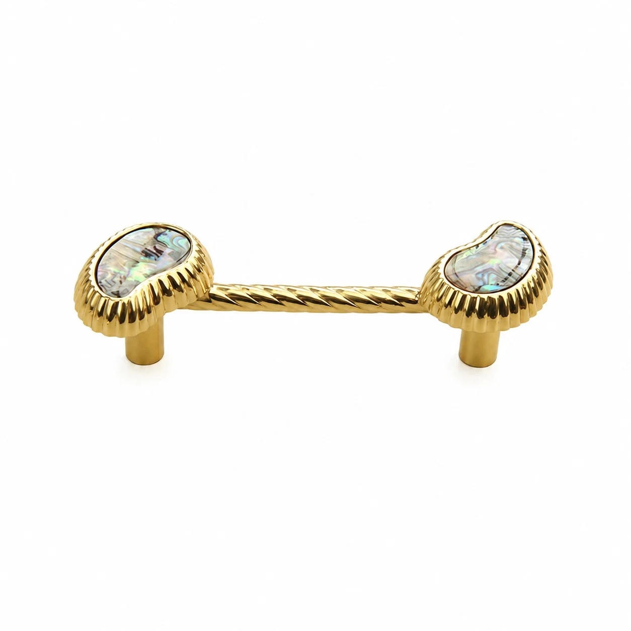 Abalone Shell brass cabinet pull in 96 mm size