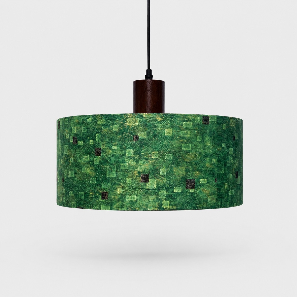 Green Gilded Pattern - 35 cm / 13.8 in - Wood Tone