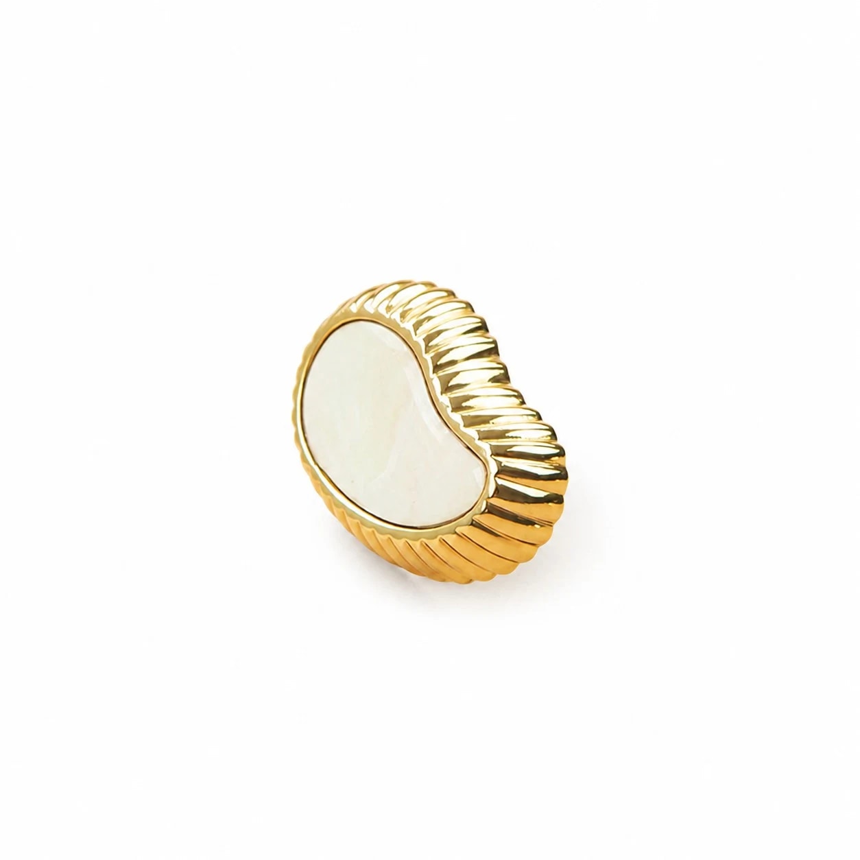 White Shell single-hole brass cabinet knob