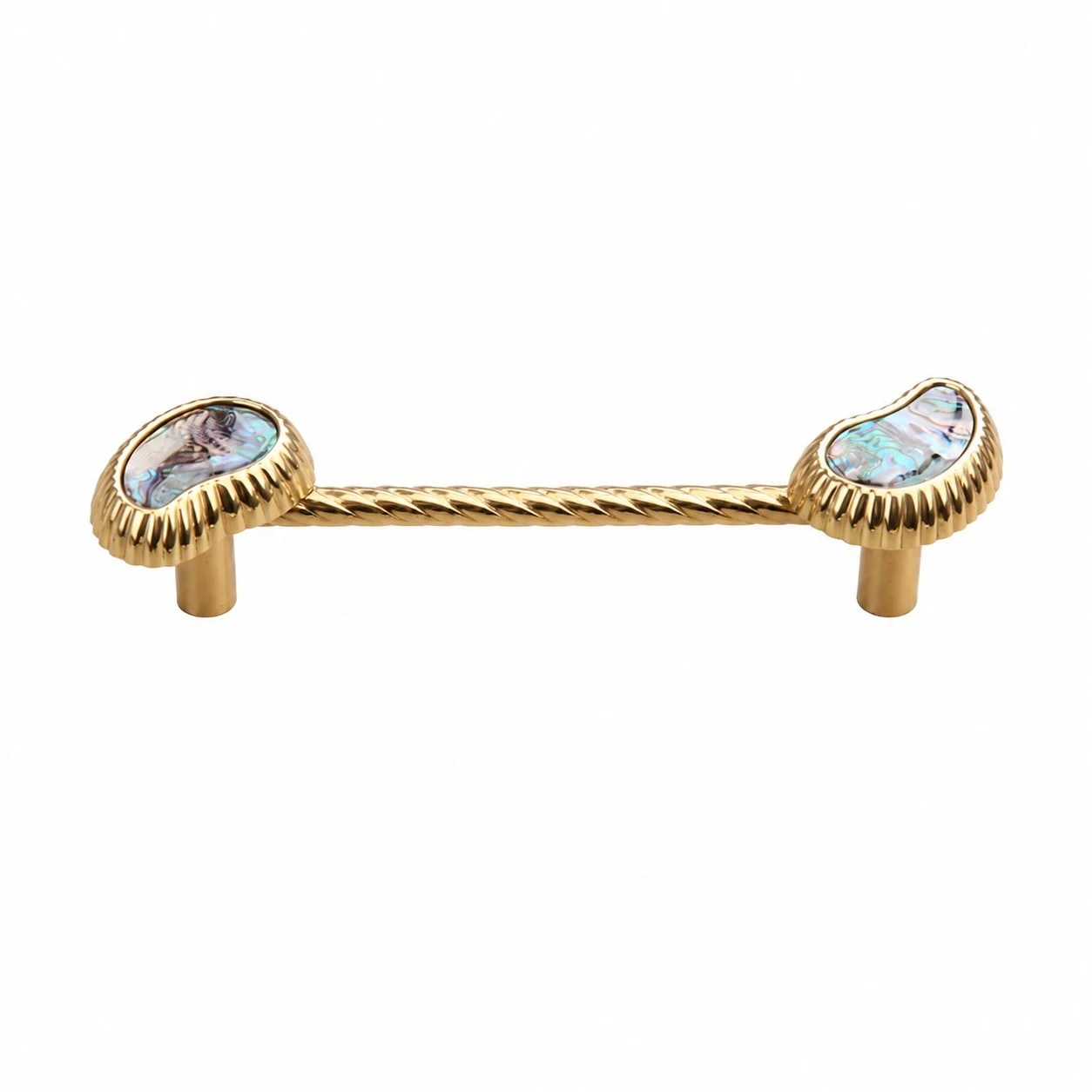 Abalone Shell brass cabinet pull in 128 mm size