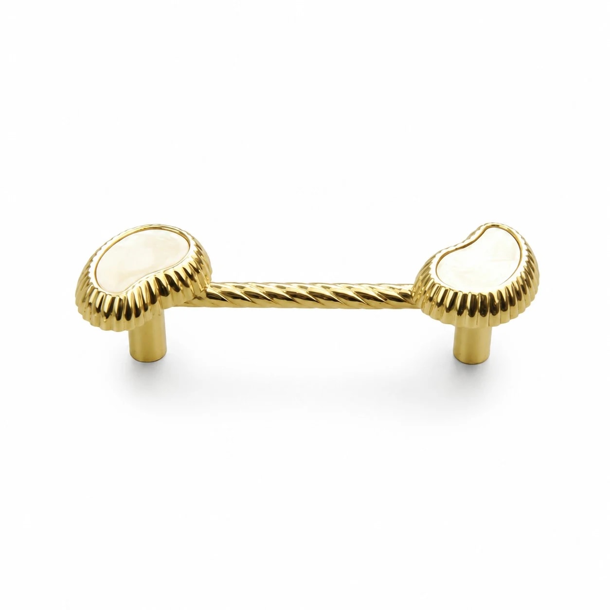 White Shell brass cabinet pull in 96 mm size