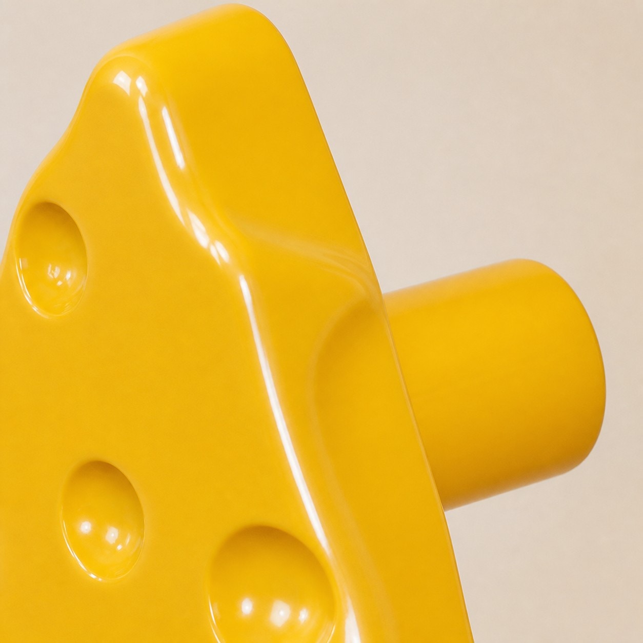 Cheese slice cabinet knob front detail