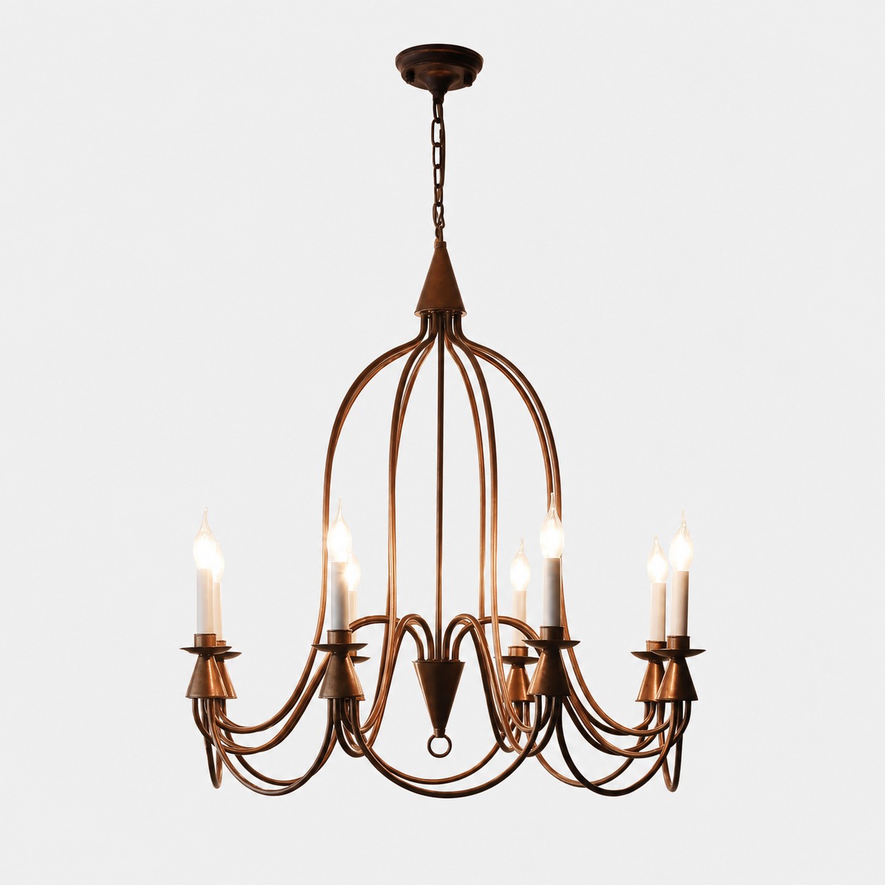 Antique bronze eight-light iron candle chandelier