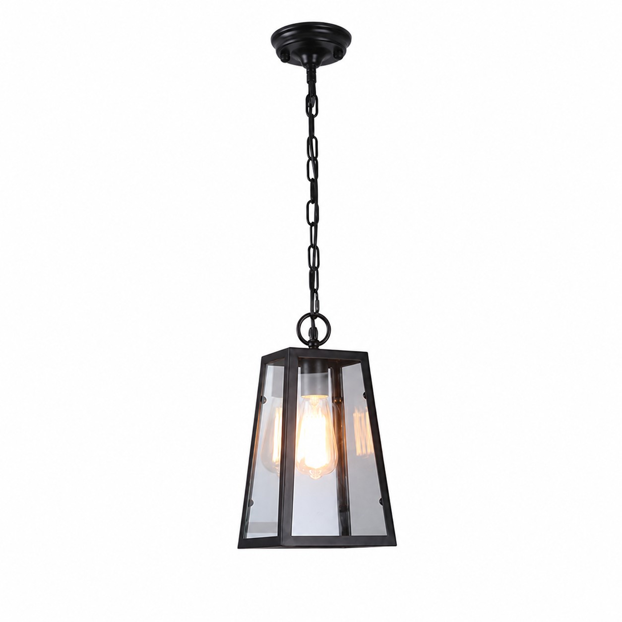 Lámpara colgante de cristal trapezoidal negra solamente
