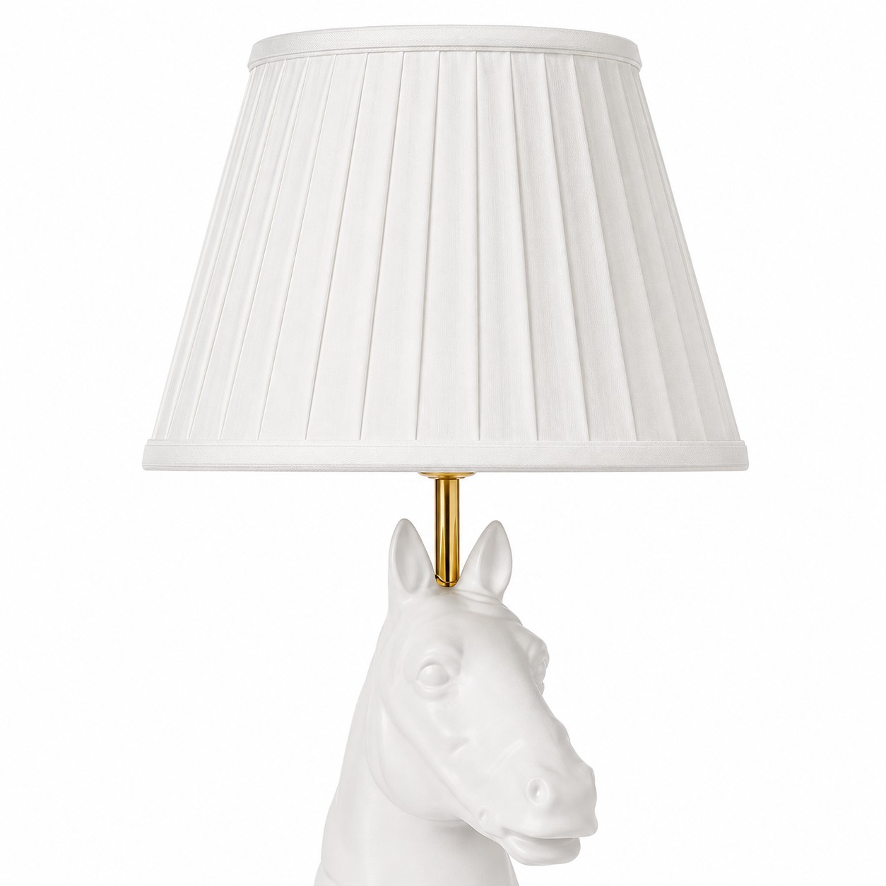 Närbild på tygskärm och lamphals