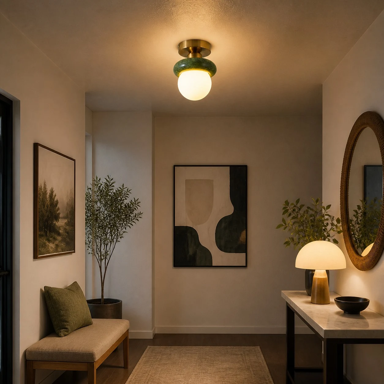 Jade-taklampa i kompakt design