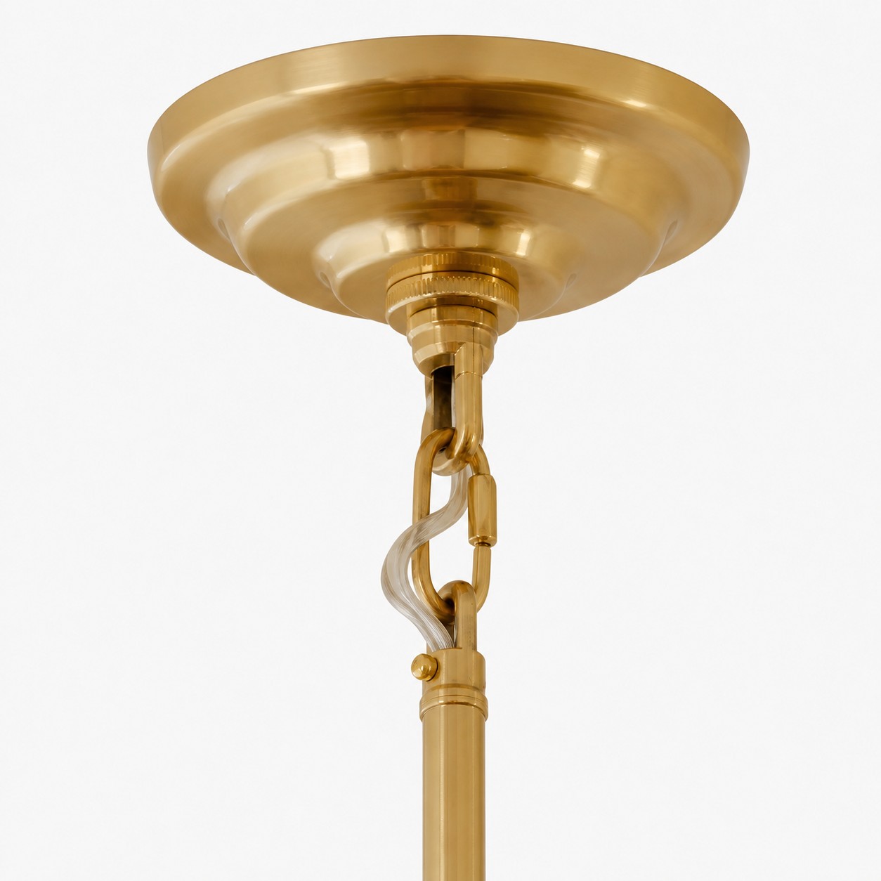 Polished brass ceiling canopy and suspension hardware